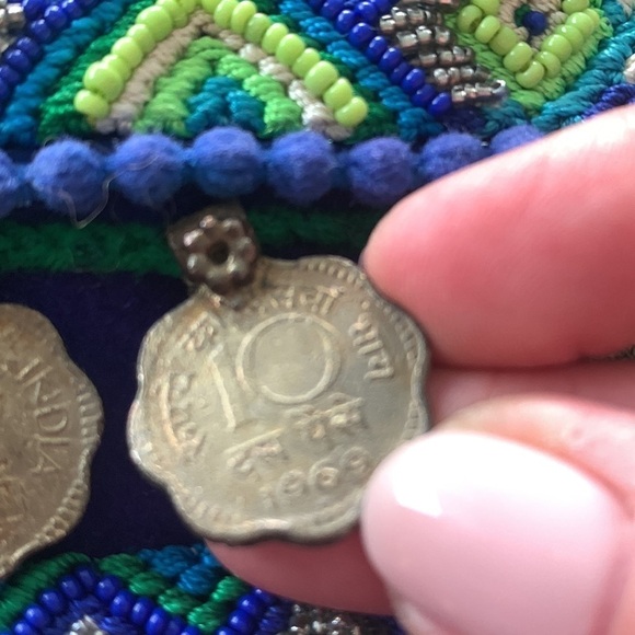 Olivia Dar Electric Blue Beaded Suede Clutch- purse - Picture 10 of 11